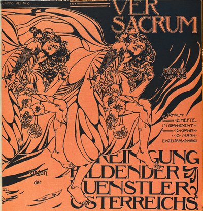 Forside til februarnummeret 1898 af Ver Sacrum, tidsskriftet for Art Nouveau Sezession-bevægelsen ... af Koloman Moser