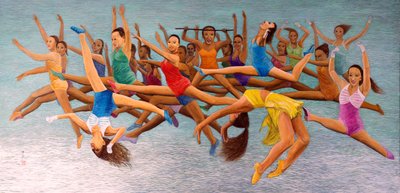 Leaping High, 2014 (østlig gouache på rispapir) af Komi Chen