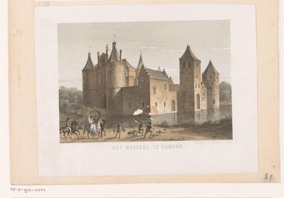 Udsigt over Egmond Slot Slottet i Egmond (titel på objekt) af Koninklijke Nederlandse Steendrukkerij van C.W. Mieling