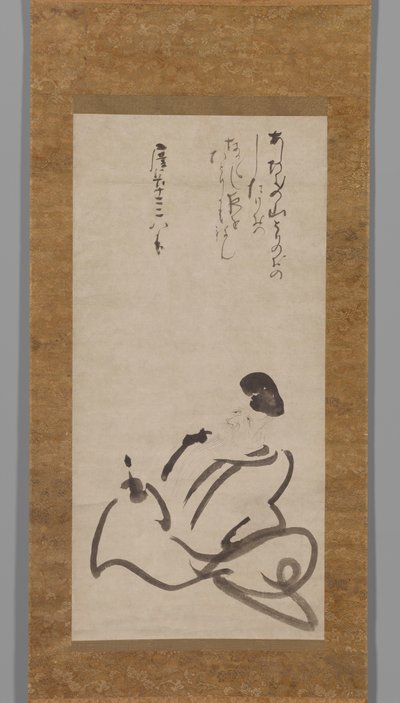Digteren Hitomaro af Konoe Nobutada