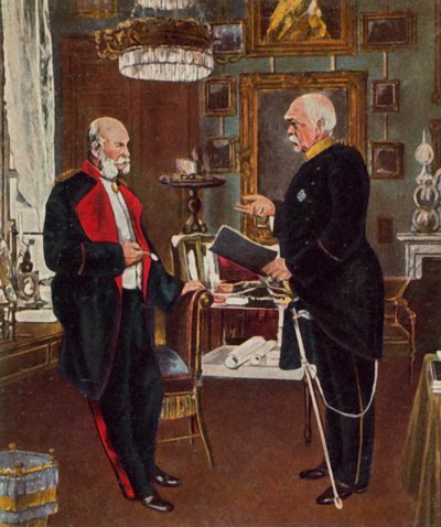 Kejser og kansler (forbedret farvelitografi) af Konrad (after) Siemenroth