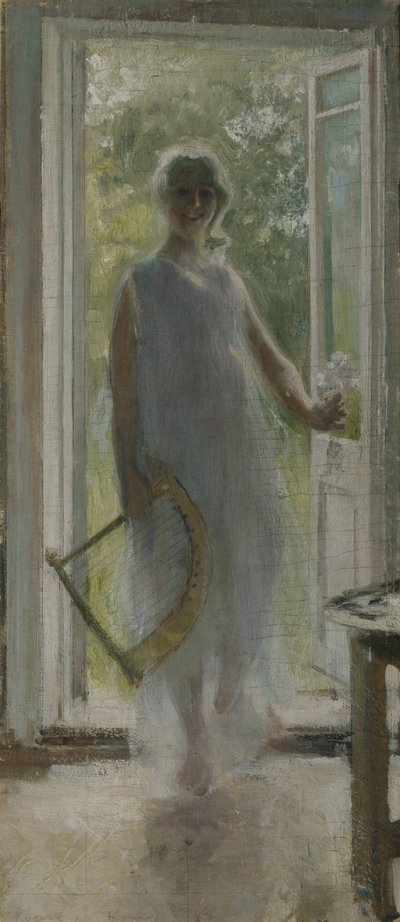 En pige på dørtrinnet af Konstantin Alekseevich Korovin