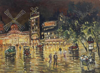 Le Moulin Rouge - Konstantin Alexeyevich Korovin (1861-1939). Olie på pap. Mål: 40,5x55,6 cm. Privat samling af Konstantin Alekseevich Korovin