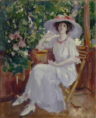 Portræt af astressen Nadezhda Komarovskaya af Konstantin Alekseevich Korovin