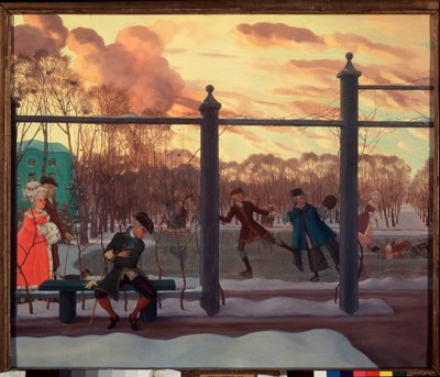 Vinter. Rink. Maleri af Konstantin (Constantin) Andreyevich Somov (1869-1939), olie på lærred af Konstantin Andreevic Somov