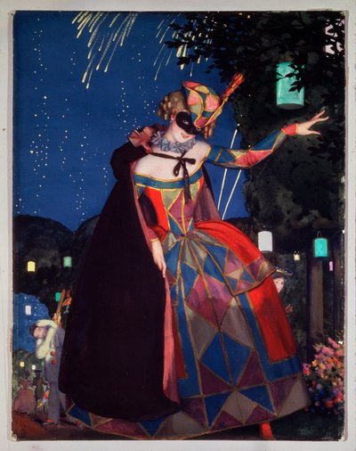 Columbines sprog. Værk af Konstantin (Constantin) Andreyevich Somov (1869-1939), akvarel og gouache på pap af Konstantin Andreevic Somov