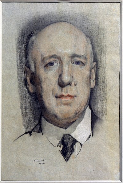 Portræt af forfatteren Fyodor Sologub (Fiodor Sologub) (1863-1927) (Portræt af forfatteren F. Sologub). Værk af Konstantin (Constantin) Andreyevich Somov (1869-1939), akvarel på papir af Konstantin Andreevic Somov