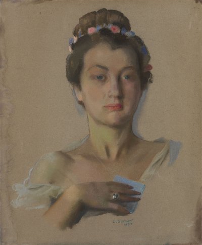 Portræt af Alexandra Levchenko, 1934 af Konstantin Andreevic Somov