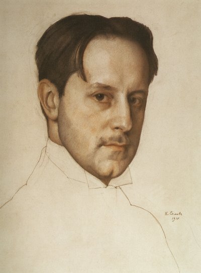 Portræt af kunstneren Mstislav Dobuzhinsky 1875-1957, 1910. af Konstantin Andreyevich Somov