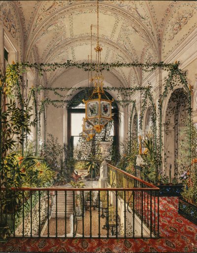 Interiør af Vinterpaladset. Den lille vinterhave i lejlighederne i Alexandra Fyodorovna, 1870
