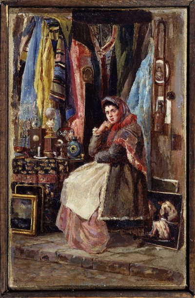 Boutique de curiosites (Curiosity Shop). Peinture af Konstantin Yegorovich Makovsky (Constantin Makovski) (1839-1915), huile sur toile. Art russe 19e siecle. M.Tuganov Art Museum of the North Ossetian, Vladikavkaz (Vladicaucaze) (rusland). af Konstantin Egorovich Makovsky