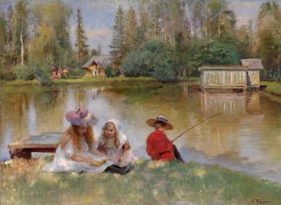 Children by the Lake - Makovsky, Konstantin Yegorovichdani af Konstantin Egorovich Makovsky
