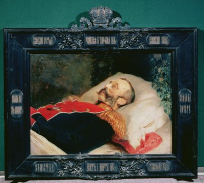 Kejser Alexander II (1818-81) på sit dødsleje, 1881 af Konstantin Egorovich Makovsky