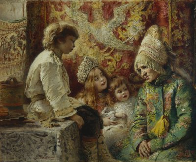 Bedstemor med børn Bedstemødres eventyr, 1882 af Konstantin Egorovich Makovsky