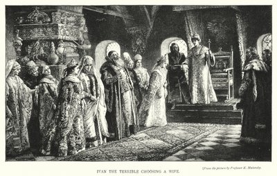 Ivan den frygtelige vælger en kone (gravering) af Konstantin Egorovich Makovsky