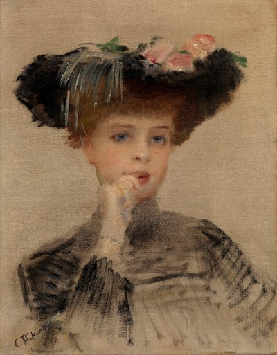 Mode Belle Epoque: ""La Parisienne"" - Maleri af Konstantin Yegorovich Makovsky (Constantin Makovski) (1839-1915) af Konstantin Egorovich Makovsky