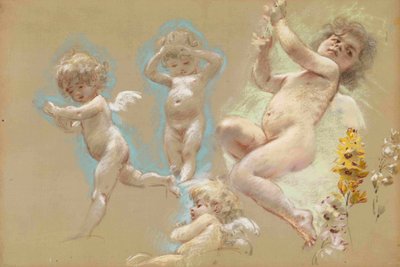 Putti. Interiørindretning af Baron von Dervis Mansion i Petersborg af Konstantin Egorovich Makovsky