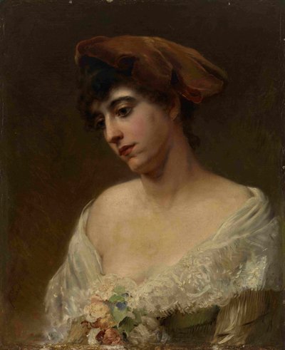 Ung kvinde i en rød baret af Konstantin Egorovich Makovsky