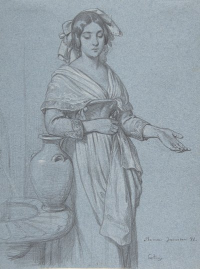 Studie af en romersk kvinde, 1841. af Konstantin Johannes Franz Cretius
