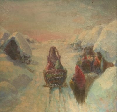 Vinter. Slædekørsel af Konstantin Konstantinovich Pervukhin