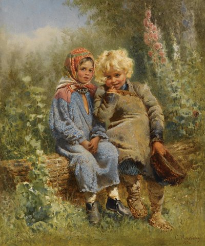 Russisk: "Bondebørn i hvile" Bondebørn i hvile af Konstantin Makovsky