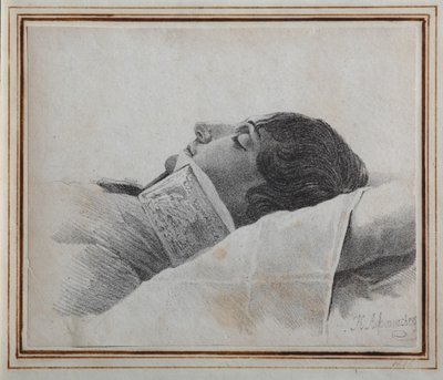 Dimitri Venevitinov 1805-1827 på dødslejet, 1827 af Konstantin Yakovlevich Afanasyev