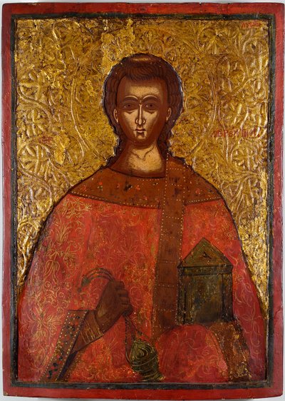 Saint Laurent (Saint Lawrence) - Ikon af Konstantinos Adrianoupolitis (aktivt 17. århundrede), tempera på træ af Konstantinos Adrianoupolitis