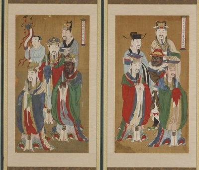 Processionsscene, Choson-dynastiet (farve på papir og silke) af Korean School