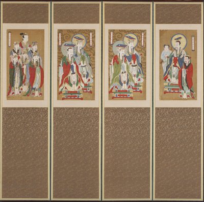 Processionsscene, Choson-dynastiet (farve på papir og silke) af Korean School