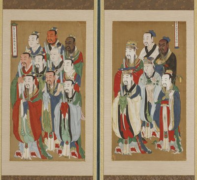 Processionsscene, Choson-dynastiet (farve på papir og silke) af Korean School