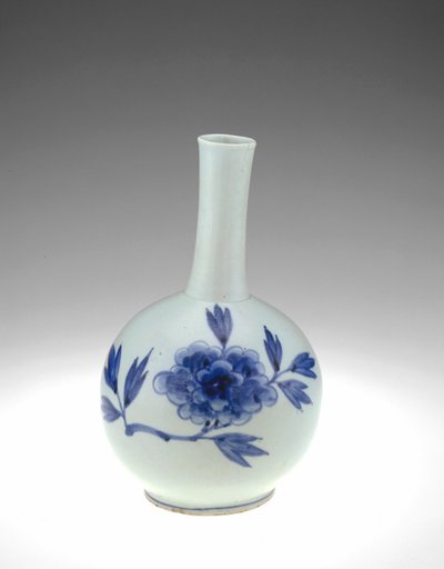 Punwon wareflaske, Kyonggido-provinsen, Chosan-perioden (porcelæn med koboltpigment under klar farveløs glasur) af Korean School