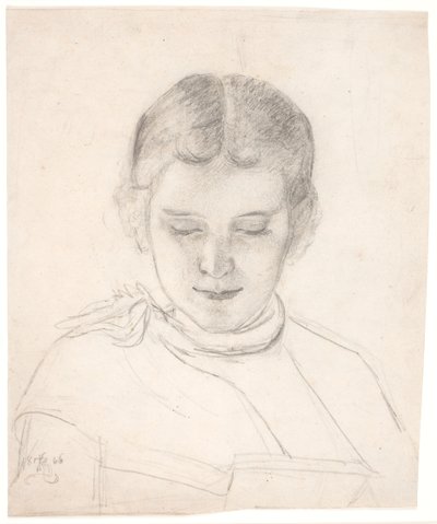 Kunstnerens søster, Elizabeth Zahrtmann, læsende af Kristian Zahrtmann