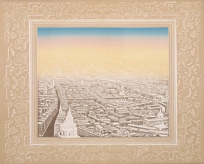 Luftfoto af London indrammet i en dekorativ kant, c1845 af Kronheim and Co