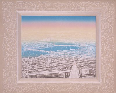 Luftfoto af London, der viser Waterloo Bridge og Blackfriars Bridge, c1845. af Kronheim and Co