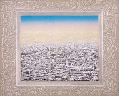 Luftfoto af London med dekorativ kant, c1845 af Kronheim and Co