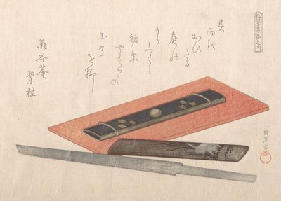 Kniv og to knivskafter, 1800-tallet. af Kubo Shunman