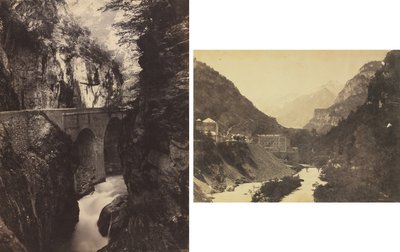 Vej til Eaux-Chaudes, Pyrenæerne (forrest); Eaux-Chaudes, Pyrenæerne (tilbage) af Kubo Shunman