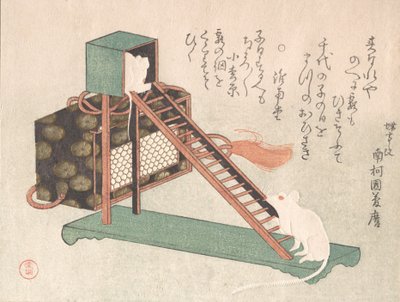 Hvide mus spiller, sandsynligvis 1816. af Kubo Shunman