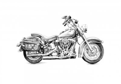 Tegning af en klassisk motorcykel af Kulik