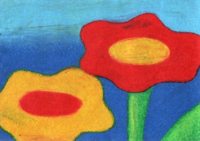 Glade røde og gule blomster af Kulik