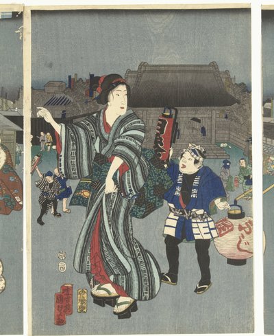 Tempel festival af Kunisada (II) , Utagawa