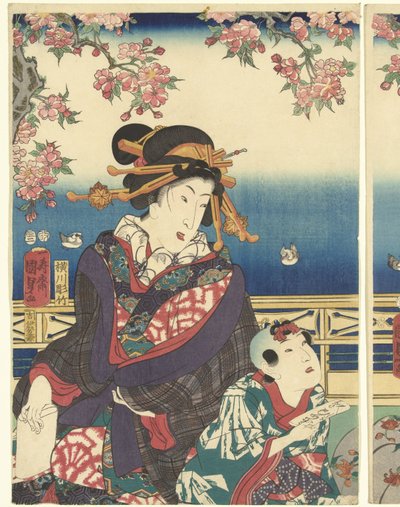 Velstand i bjergene langs Sumida-floden af Kunisada (II) , Utagawa