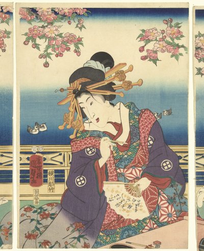 Velstand i bjergene langs Sumida-floden af Kunisada (II) , Utagawa