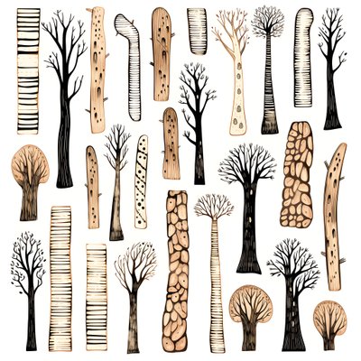 Træstammesektioner, boho-clipart, boho-tegnemønstre, boho-stamme 2 af Kurt Heppke