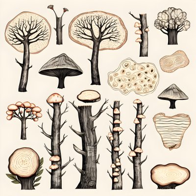 Træstammesektioner, boho-clipart, boho-tegnemønstre, boho-stamme 3 af Kurt Heppke