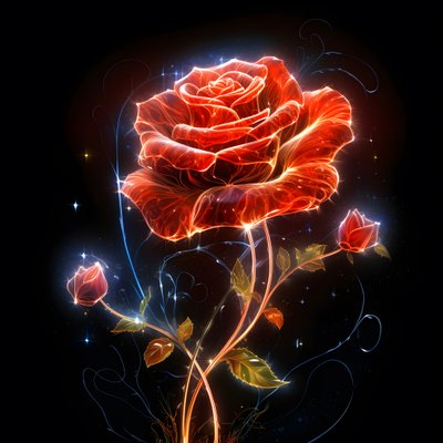 En skitse af en blomstrende rød rose, med kun én blomst og nogle detaljerede linjer 4 af Kurt Heppke