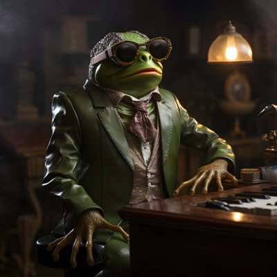 Elton John som en frø med solbriller og klaver 2 af Kurt Heppke
