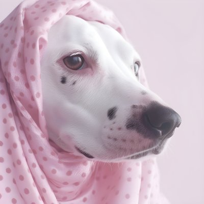 Kiehtova lähikuva sian vaaleanpunaisesta valkoisista eläinten dalmatialaispilkuista moiré-kuviossa 4 af Kurt Heppke