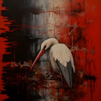 Kvinde og stork 2 af Kurt Heppke