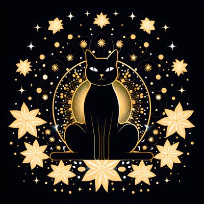 Kat i meditation sidder på en lotusblomst 2 af Kurt Heppke
